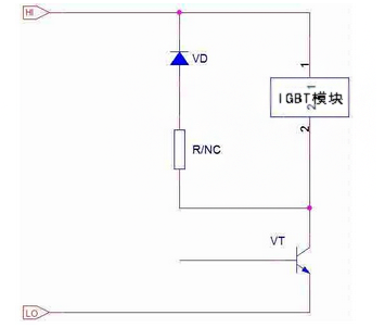 快恢復(fù)二極管反并聯(lián)起到續(xù)流作用示意圖