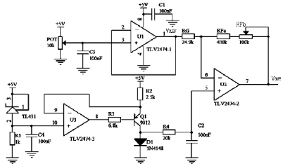 圖2 二極管作為溫度傳感器測(cè)量溫度的電路