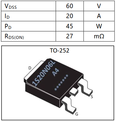 N溝道增強(qiáng)型20A/60V MOSFET