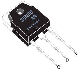 N溝道增強(qiáng)型25A/500V MOSFET