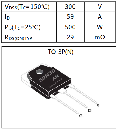 N溝道增強(qiáng)型59A/300V MOSFET