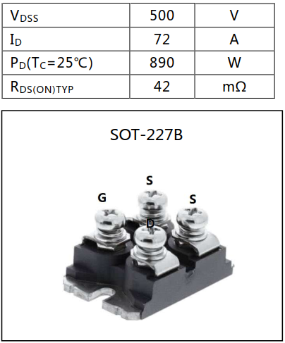 N溝道72A/500V超結(jié)功率MOSFET