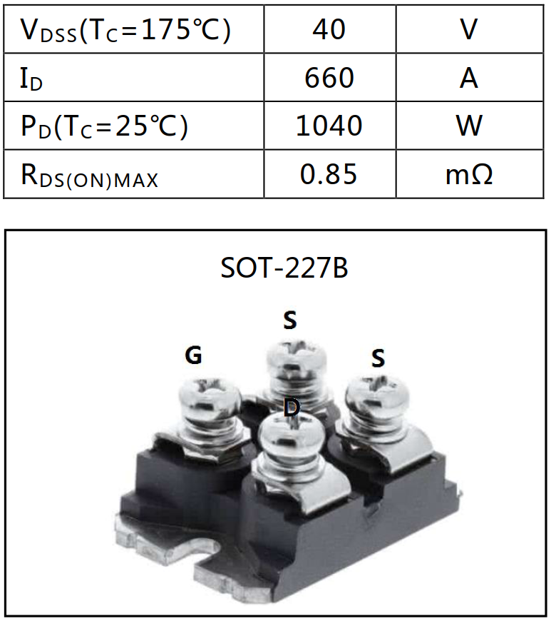 N溝道增強型660A/40V MOSFET