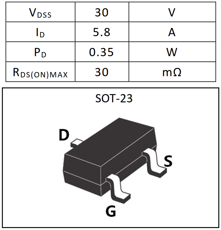 N溝道增強型6A/30V MOSFET