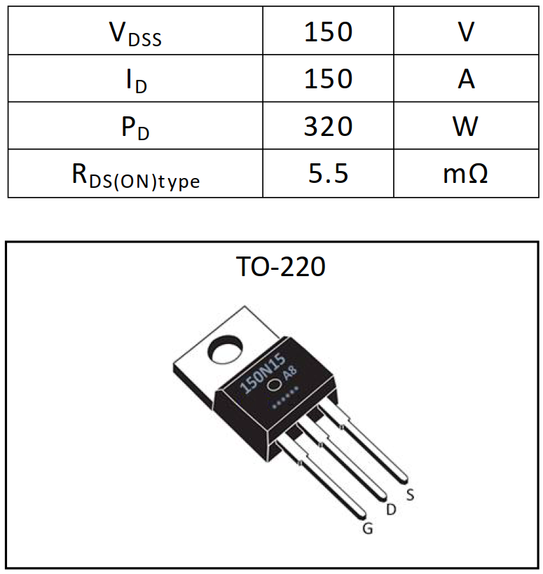 N溝道增強(qiáng)型150A/150V MOSFET